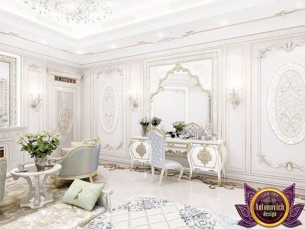 Luxurious royal bedroom with exquisite wall decor