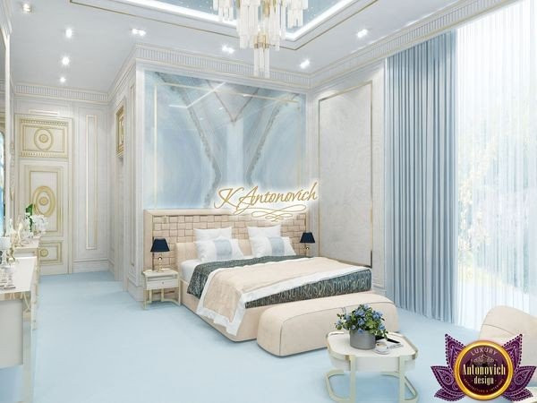 Elegant master bedroom with en-suite bathroom in a modern house plan