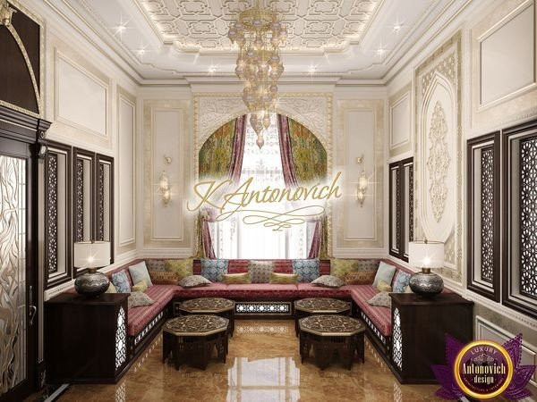 Arabian-inspired living room with luxurious textiles