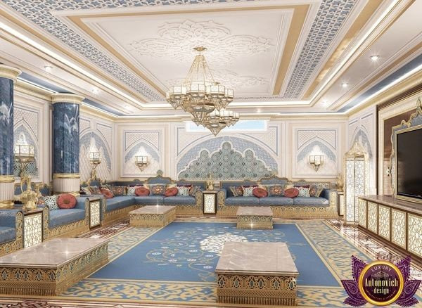 Luxurious Arabic living room with intricate details