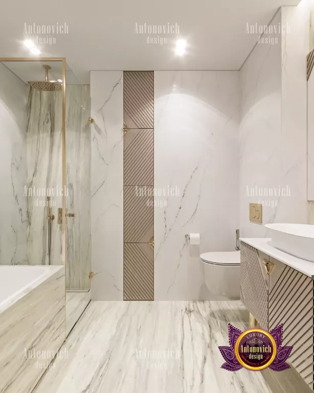 Elegant master bathroom with freestanding bathtub in a Dubai home