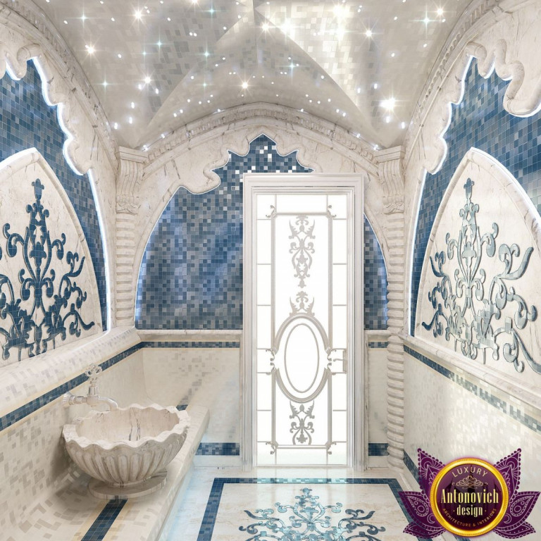 Modern Дизайн хамама with sleek marble walls
