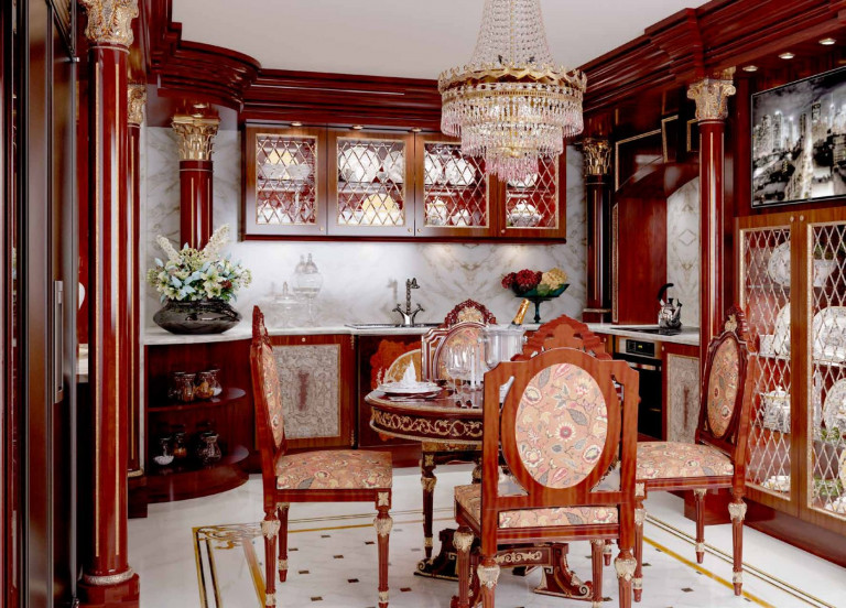Elegant kitchen design with luxurious marble countertops