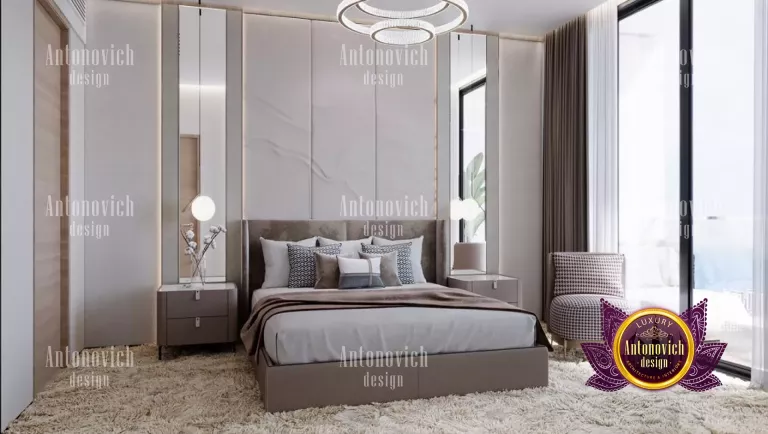 Modern monochromatic bedroom design with cozy ambiance
