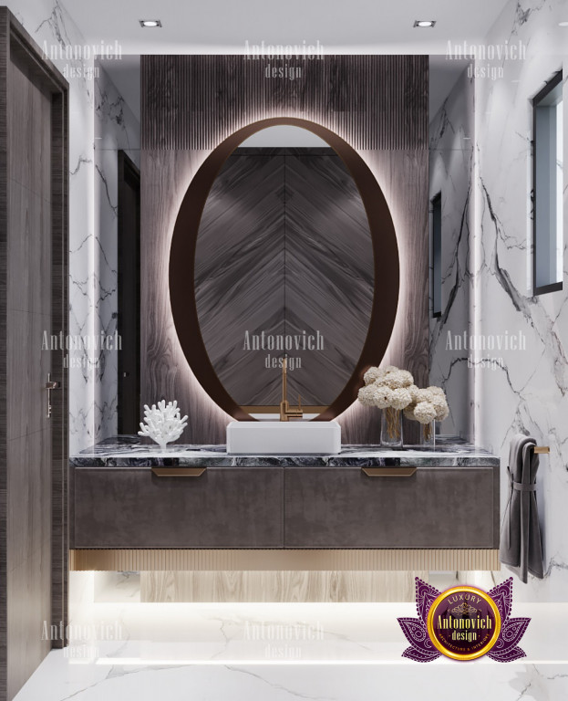 Elegant freestanding bathtub in a lavish bathroom setting