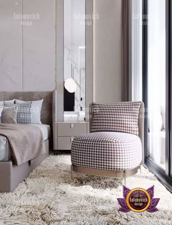 Elegant monochromatic bedroom with stylish decor