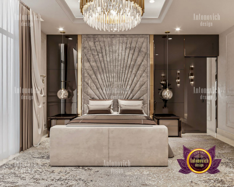Sophisticated bedroom design featuring opulent furnishings in a Dubai home