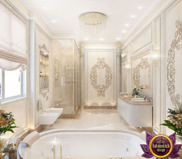 Luxurious spa-inspired bathroom with freestanding tub