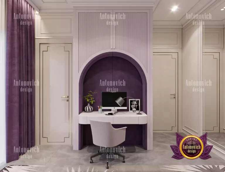 Lavish purple bedroom with plush velvet accents