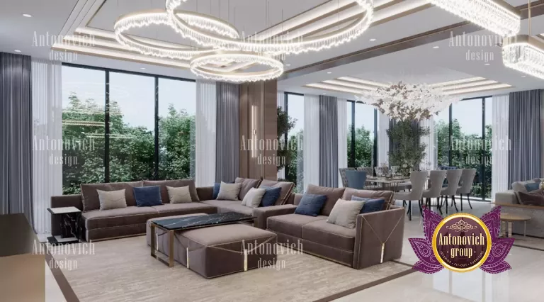 Elegant living room with modern design and luxurious furnishings