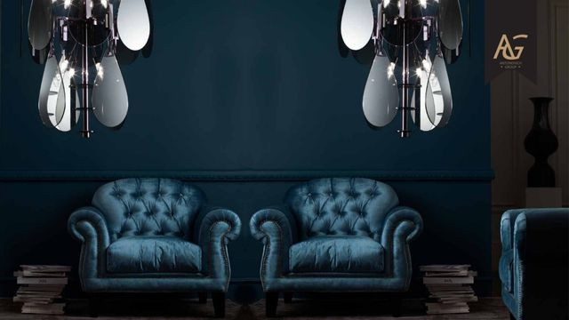 Sleek contemporary chandelier in a stylish bedroom