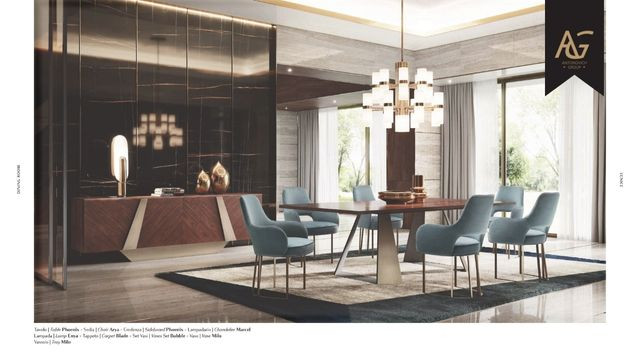 Elegant dining room set in a luxurious Dubai showroom