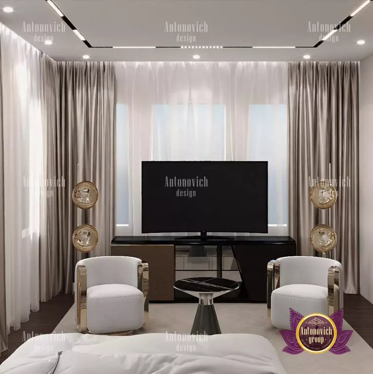 Luxurious Dubai villa bedroom with plush bedding and stylish decor