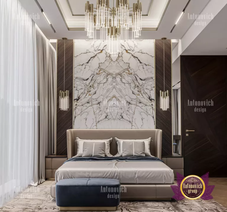 Elegant Dubai bedroom with plush bedding and intricate design elements