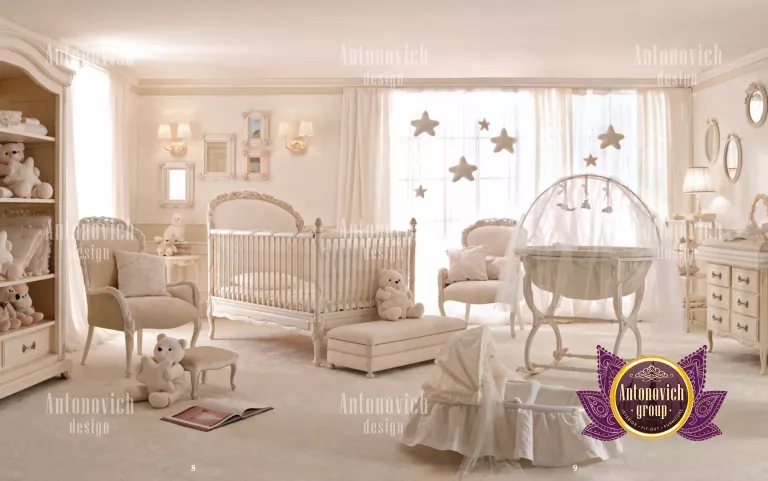 Luxurious children's bedroom with a custom-designed play area and modern furniture