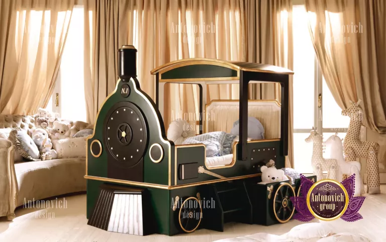 Elegant kids bedroom with a canopy bed and plush seating