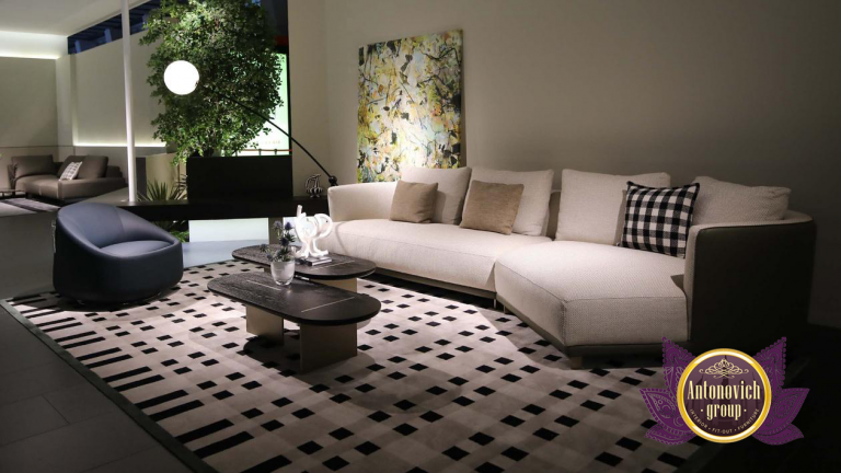 Elegant living room setup with luxury furniture in Abu Dhabi