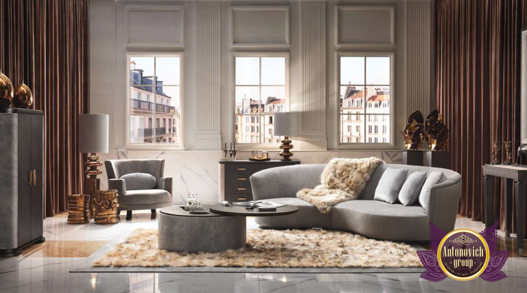 Chic gray sofa complementing a minimalist interior design