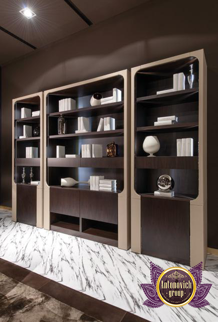 Custom-built bookshelf for a sophisticated workspace