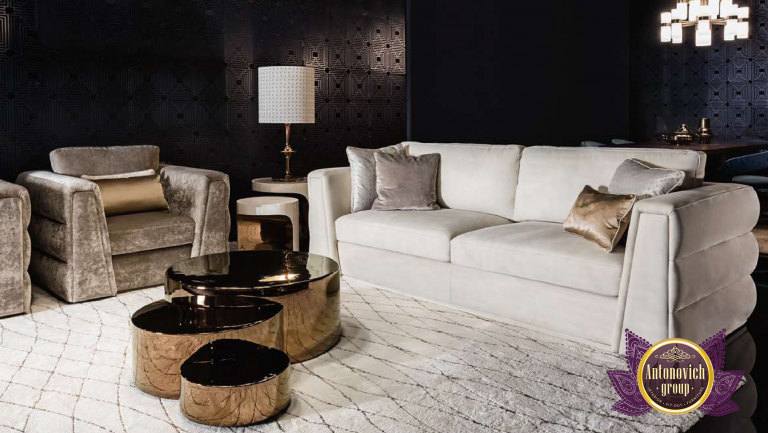 Stylish Dubai living room with unique decor elements