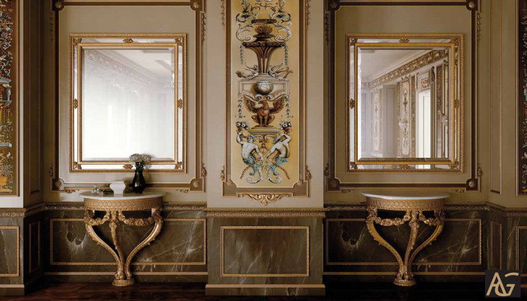 Symmetrical arrangement of classic decor elements