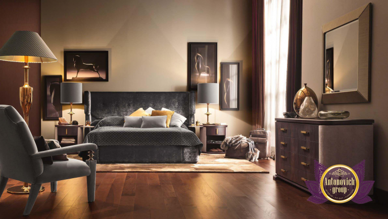 Elegant minimalist modern bedroom with neutral tones