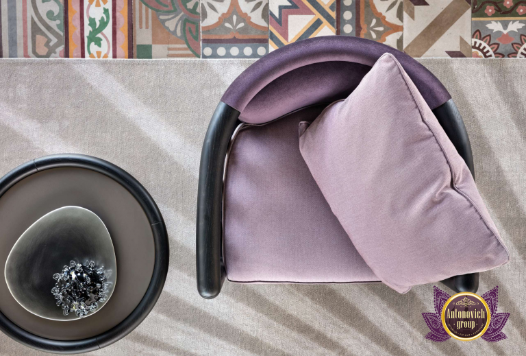 UAE living room showcasing a minimalist design and vibrant color palette