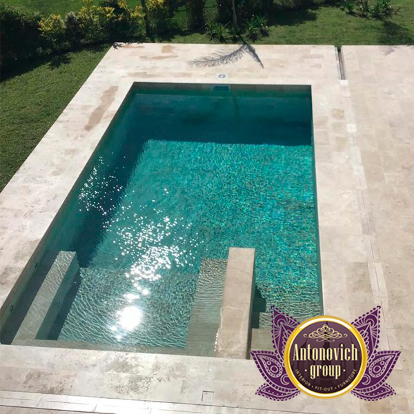 Stunning custom-designed swimming pool in a beautiful backyard