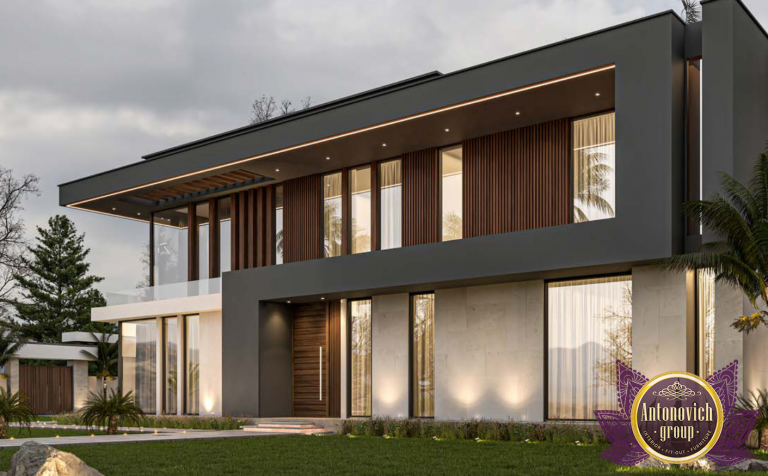 Sleek minimalist modern villa facade