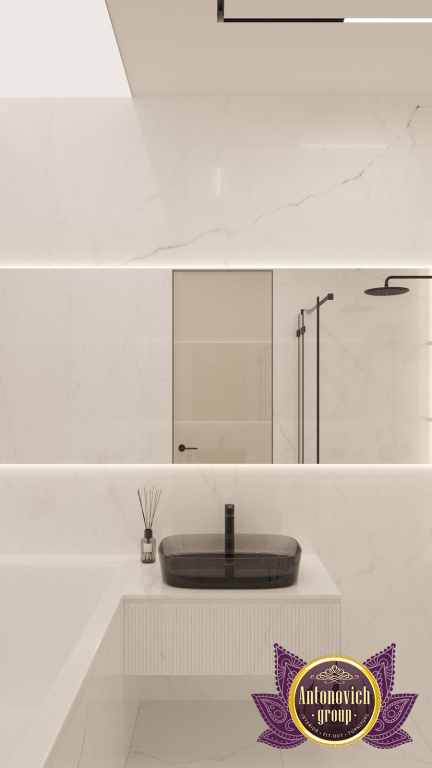 Spacious and serene minimalist bathroom design in Abu Dhabi