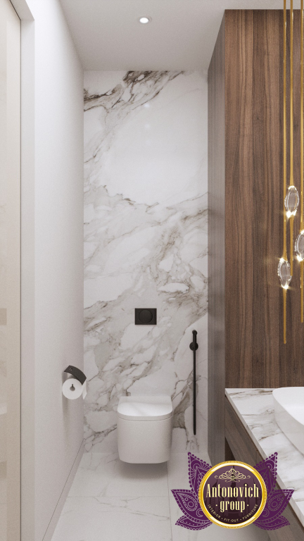 Luxurious Dubai-style bathroom with elegant fixtures and lighting