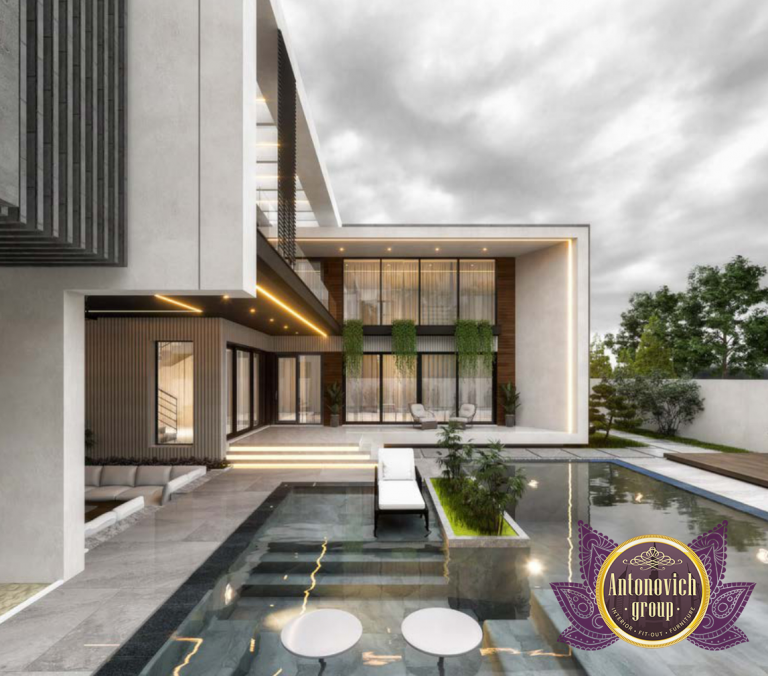 Modern villa exterior featuring sleek lines and minimalist design