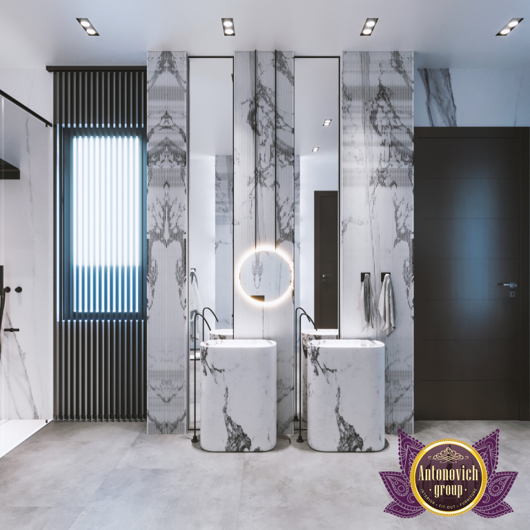 Gray-themed bathroom interior design