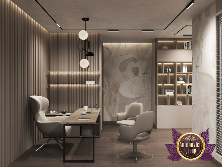 Luxurious Dubai home office with sleek modern furnishings