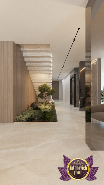 Sleek minimalist luxury hallway with statement lighting