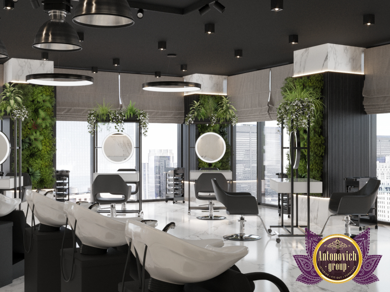 Luxurious Dubai beauty salon with plush seating and stylish decor