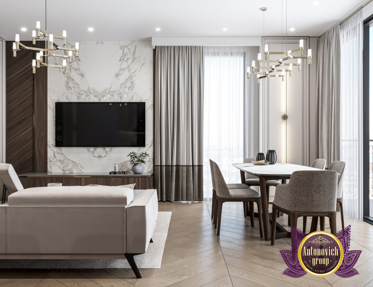 Stunning open floor plan living room with luxurious furniture