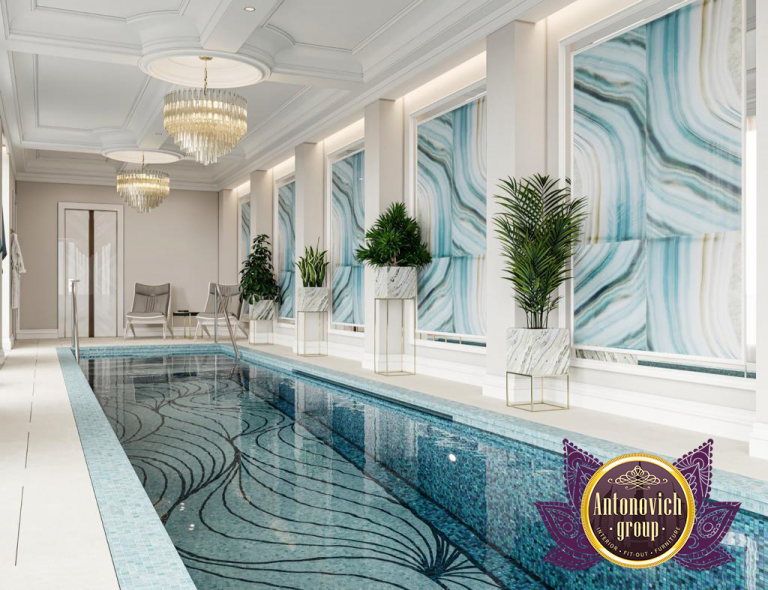 Relaxing lounge area by Dubai's lavish indoor pool