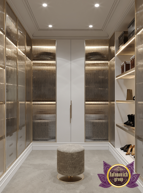 luxury gold walk-in closet