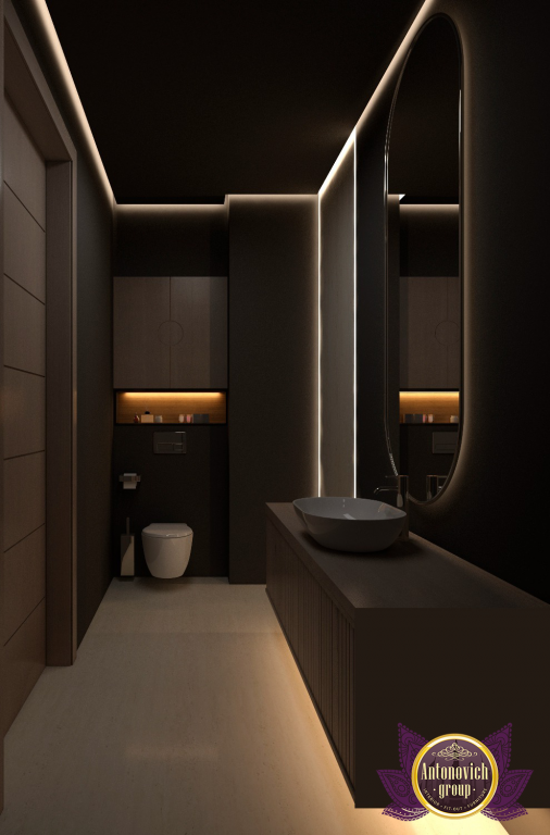Dark bathroom interior design
