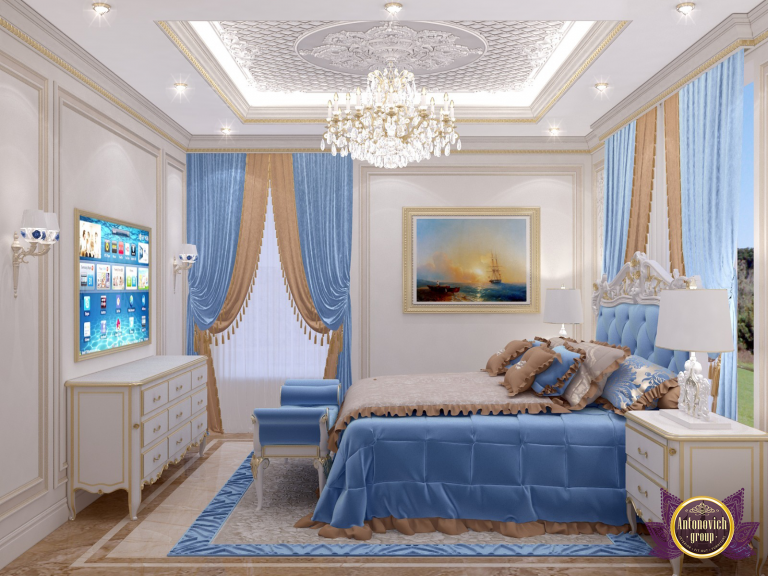 Luxury Classic Blue Bedroom Interior