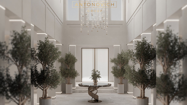 Elevating Elegance: Modern Aesthetic Foyer Interior Design for Al Barari Villa Dubai