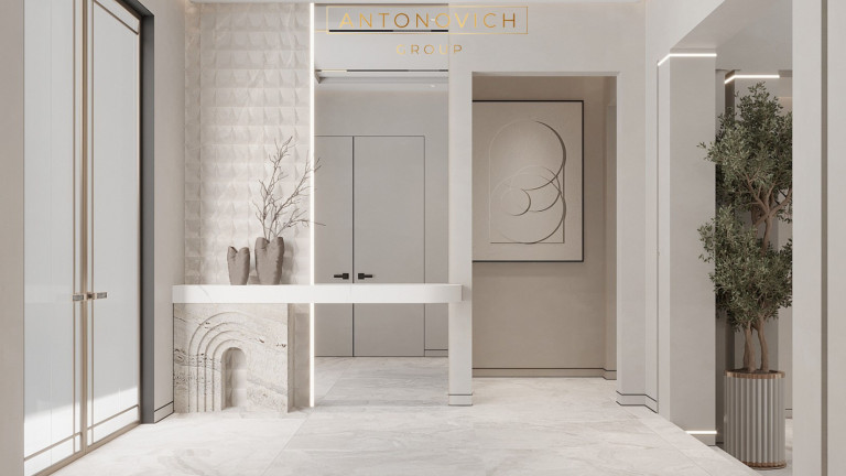 Elevating Elegance: Modern Aesthetic Foyer Interior Design for Al Barari Villa Dubai
