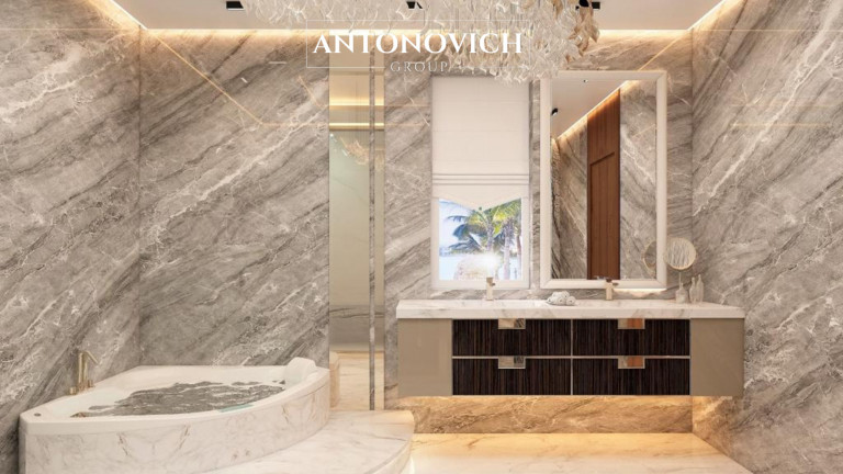 Luxury Master Bathroom Design by Antonovich Group: Tailored Lighting and Sanitary Solutions