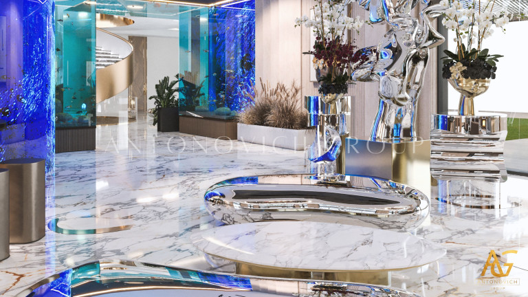 Discover the Future of Living: World Island Villa Interior Design in a Futuristic Underwater Theme