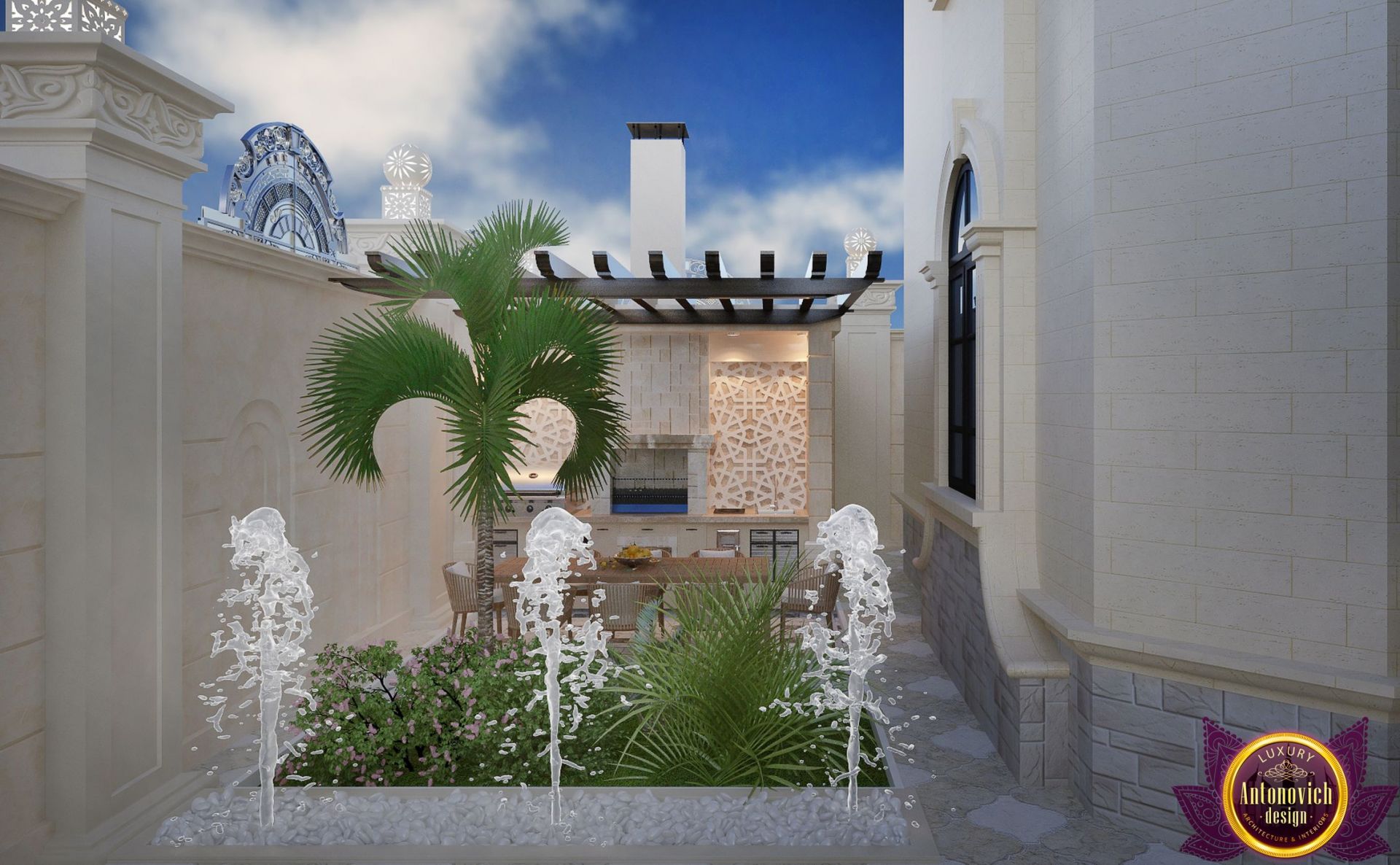 Stunning water feature with cascading waterfall