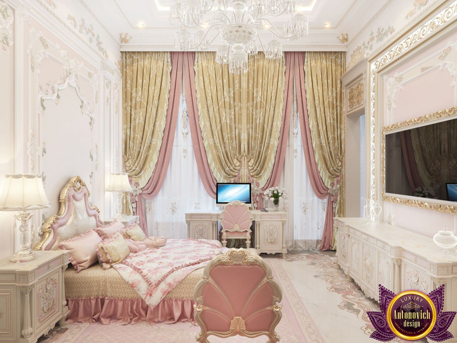 Elegant classic bedroom with luxurious canopy bed