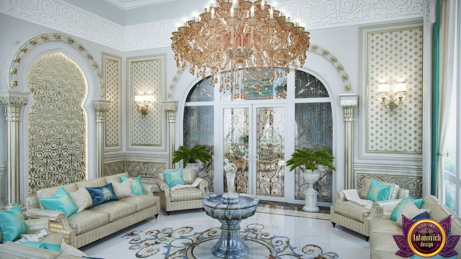 Luxurious living room design in a Dubai residence