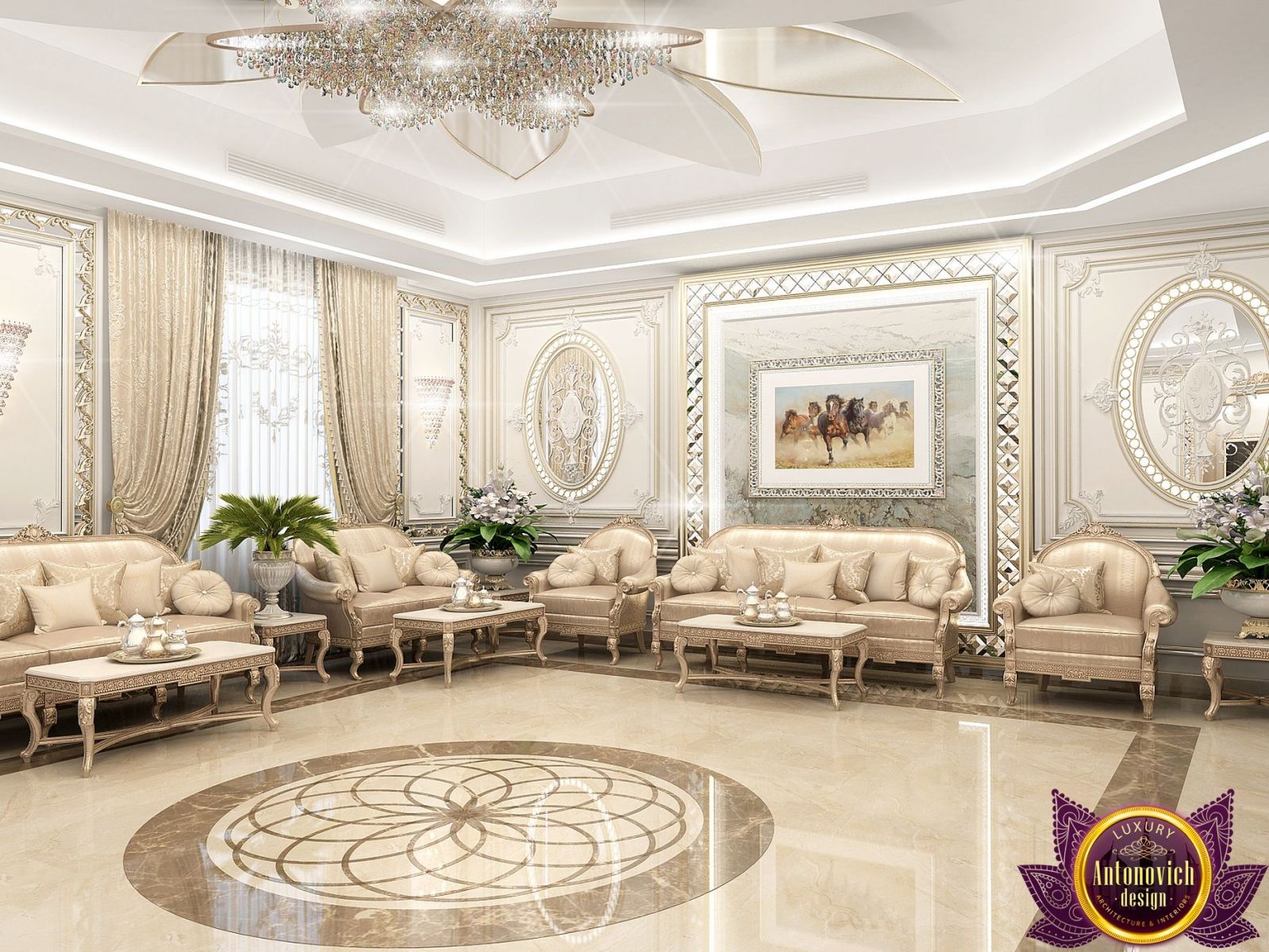 Luxurious Majlis design featuring gold accents and rich textures