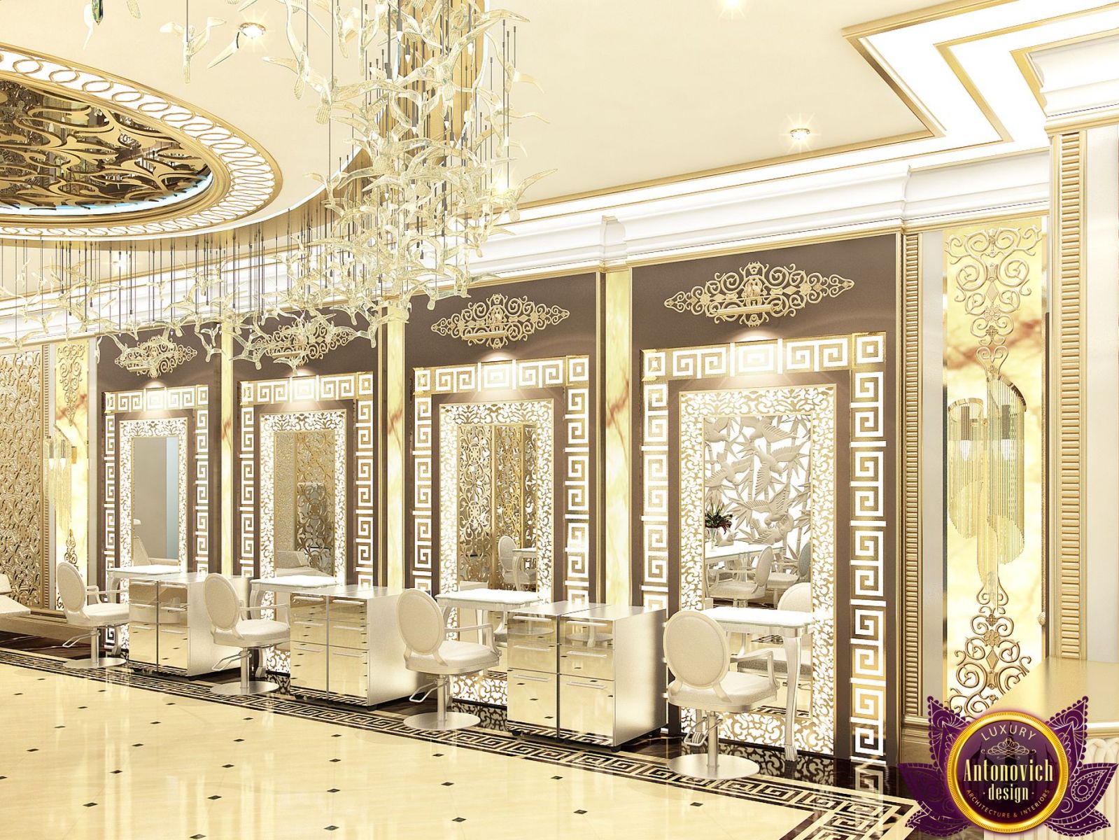 Sophisticated beauty salon interior with high-end finishes